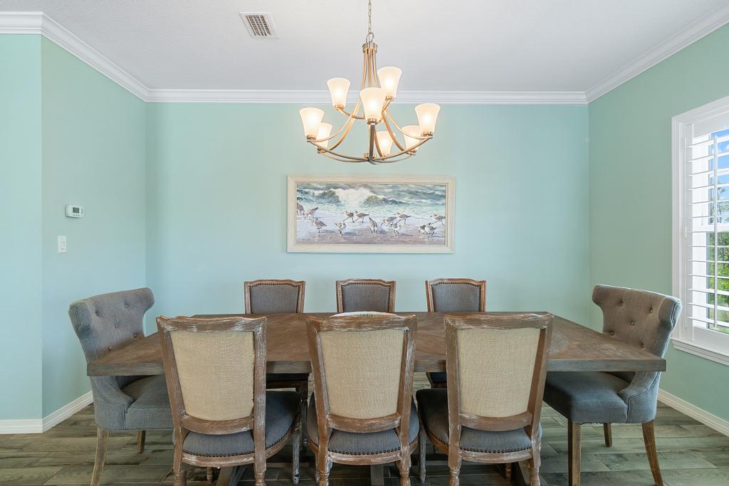 Large dining table with seating for the whole family